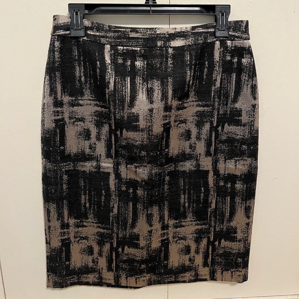 Talbots Artistic Black and Siler Pencil Skirt